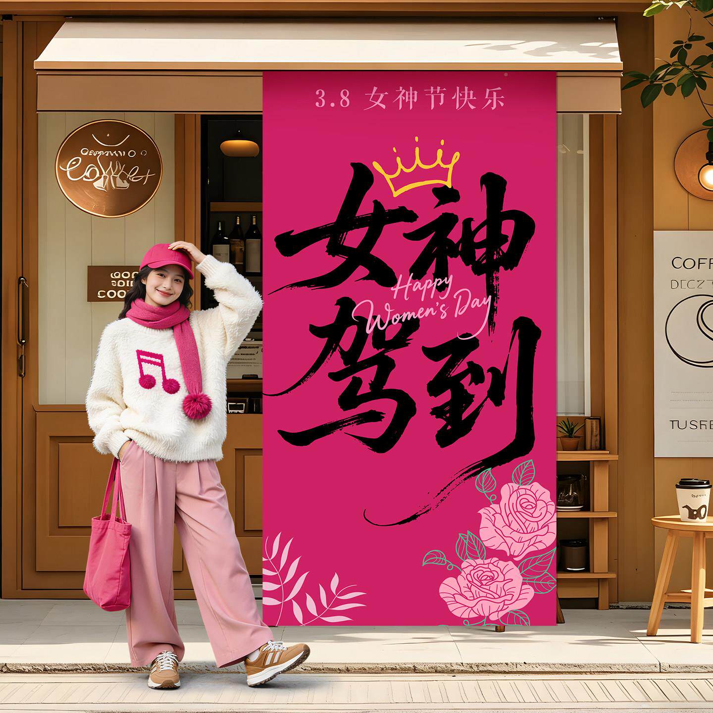动三八节场景布妇女节置装饰品8妇女神节会氛围活拍照打卡场区幅