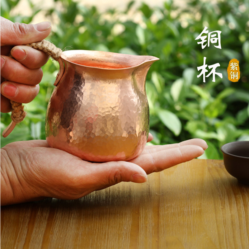 铜手工复古木侧把公道杯分茶器咖啡壶茶道茶海功夫茶具配件