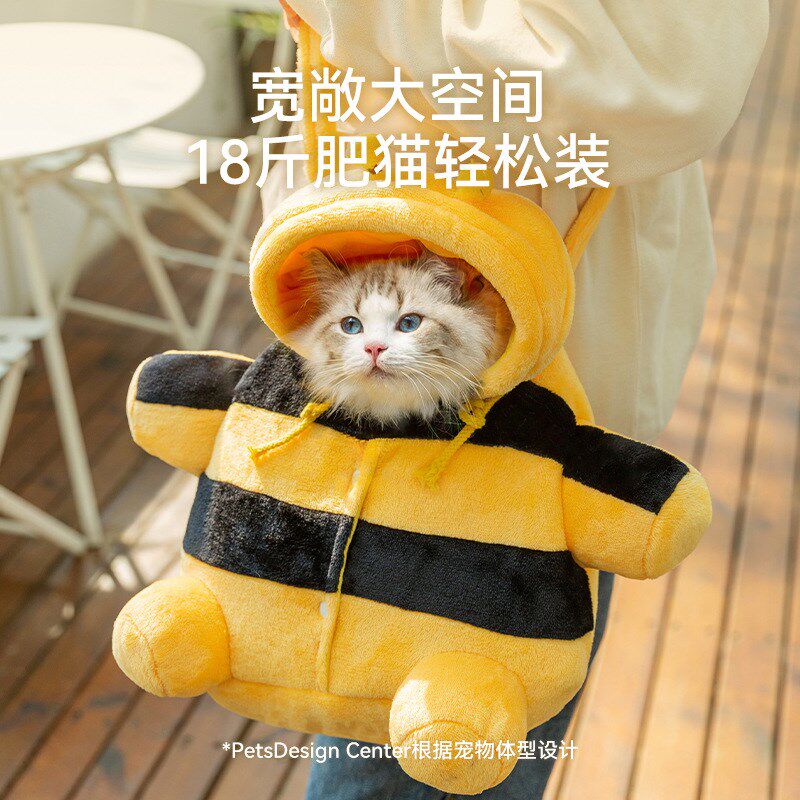 宠物猫咪可爱萌趣斜挎包外出神器秋季保暖加绒猫包布偶猫英短幼猫 - 实物图
