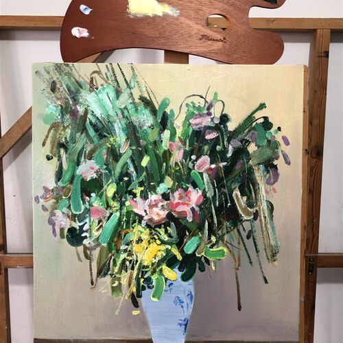 凤凰调色板油画大号木制月牙形实木调色盘封油光面仿胡桃木调色板