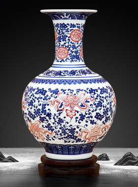 景德镇陶瓷器仿古青花瓷花瓶客厅摆件家居酒柜博古架装饰品摆设