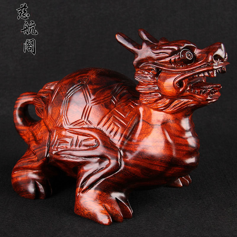 桃木龙龟大号龟摆件办公室客厅家居工艺品
