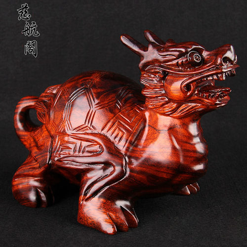 桃木龙龟大号龟摆件办公室客厅家居工艺品