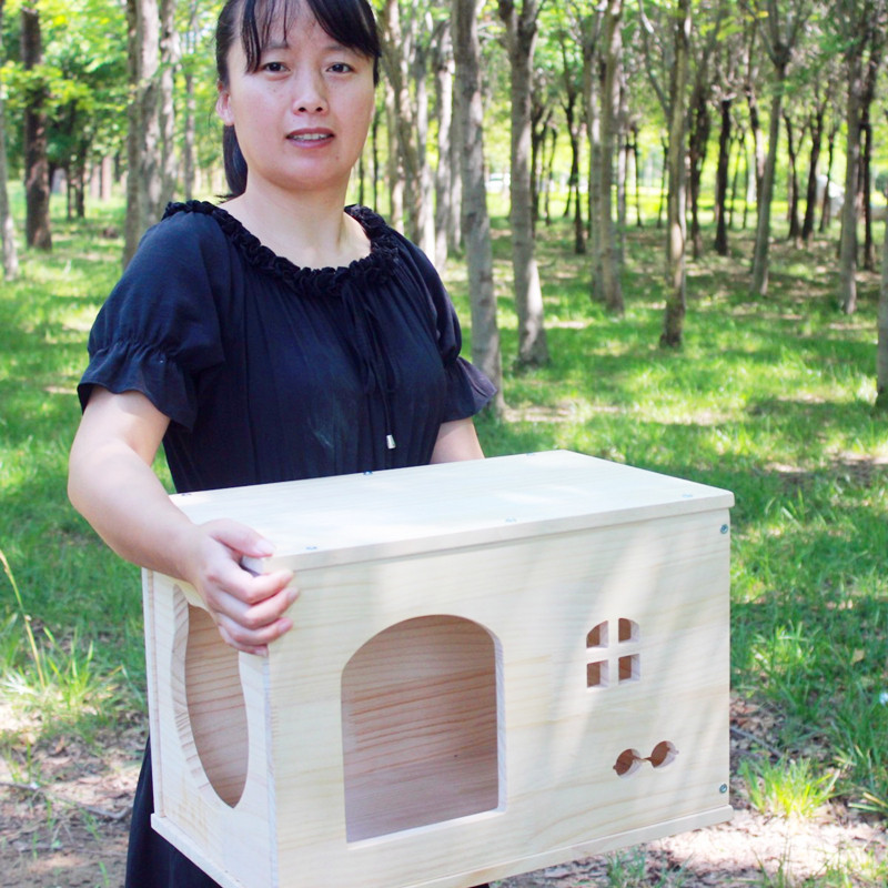实木猫窝四季通用宠物窝狗窝创意宠物之家松木材质结实耐用别墅箱