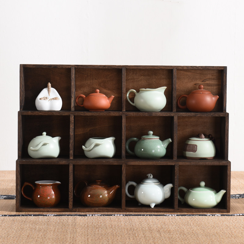 实木置物架阶梯摆件架博古架茶杯架子茶具收纳架茶壶架多宝阁茶棚