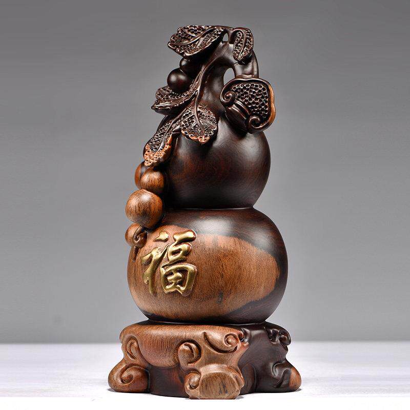 实黑檀木雕刻葫芦中式摆客厅家居办公CG-891室装饰工艺开业件送礼