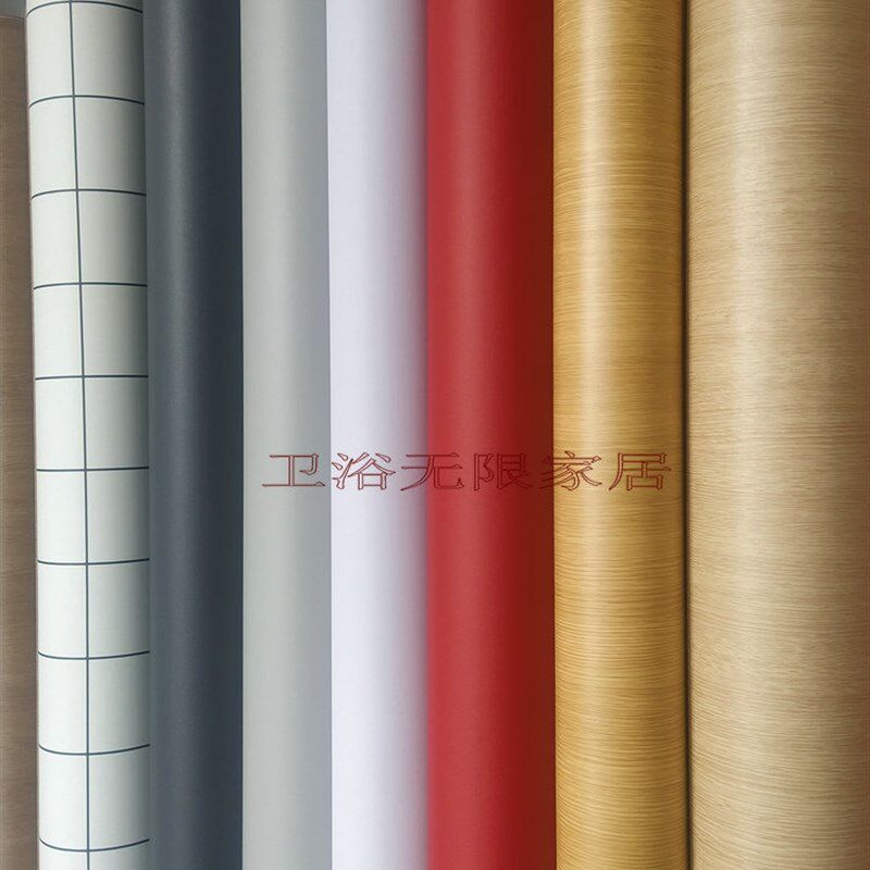 PVC自粘京.东红色波音软片家电展柜装饰防水墙纸木纹贴纸即时贴