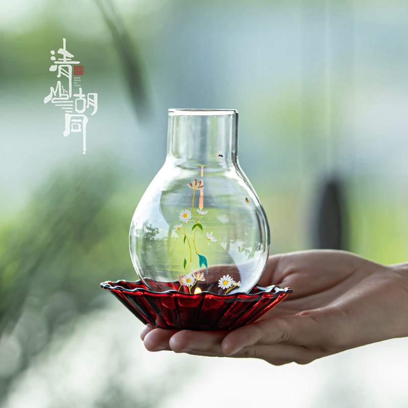 清山胡同禅意玻璃烛台防风蜡烛托中式烛托蜡烛罩浪漫餐桌茶道摆件