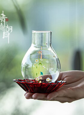 清山胡同禅意玻璃烛台防风蜡烛托中式烛托蜡烛罩浪漫餐桌茶道摆件