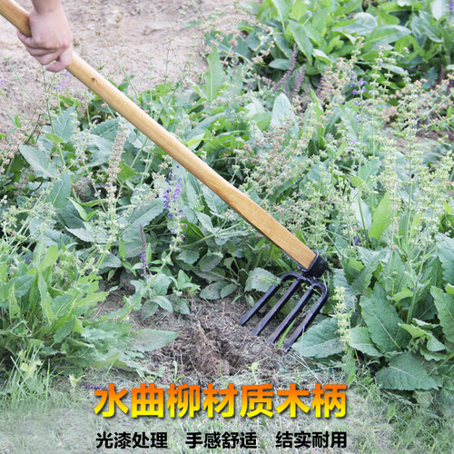 大锄头挖地多功能木柄农用户外翻地锰钢除草耙子老式农具种菜工具