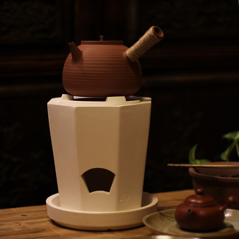 双用纯手工白泥电陶炭炉烧水泡煮茶日式风炉仿古陶壶家用小火碳炉