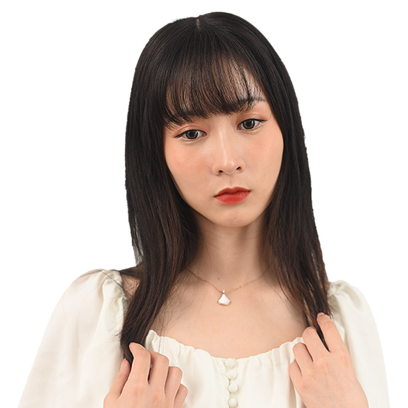 假发片女头顶补发遮白发补头顶短真发假发长发刘海自然前额神器