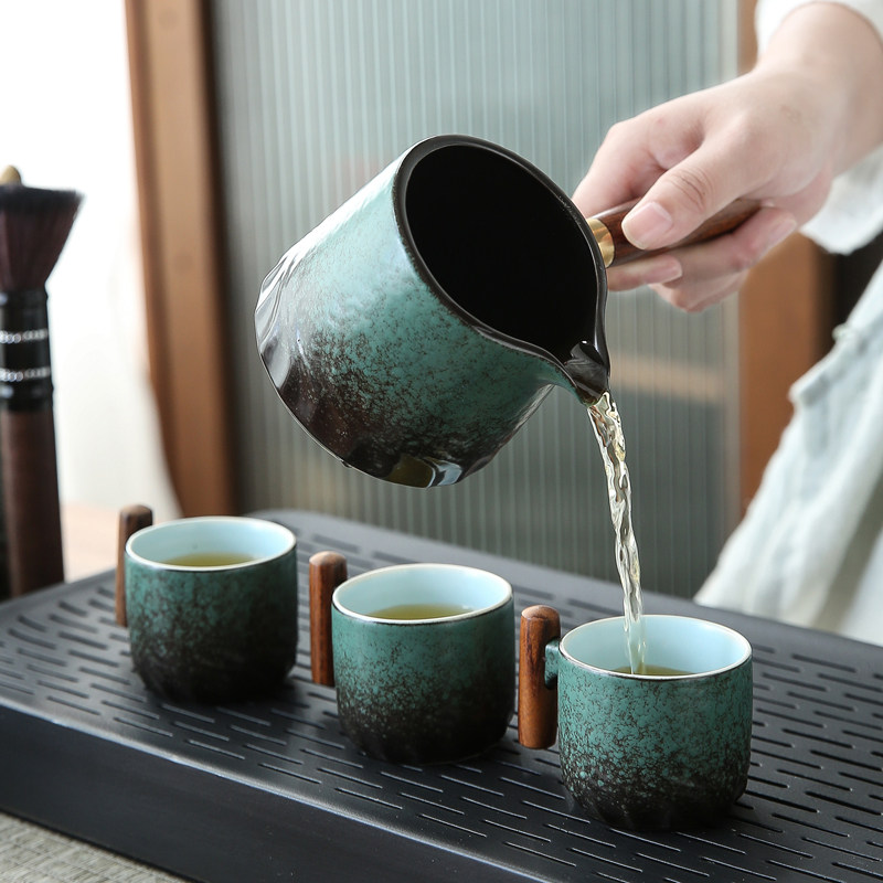 窑变复古陶瓷功夫茶具套装家用客厅办公高档盖碗侧把壶整套茶杯