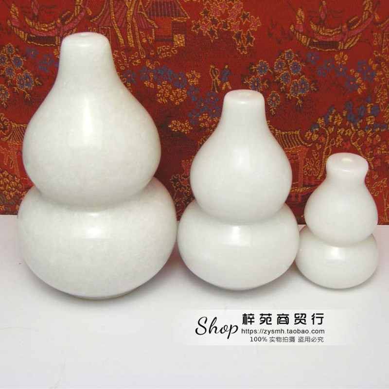 天然汉白玉实心玉石葫芦摆件家居桌面玄关五黄二黑方位饰品摆设图片