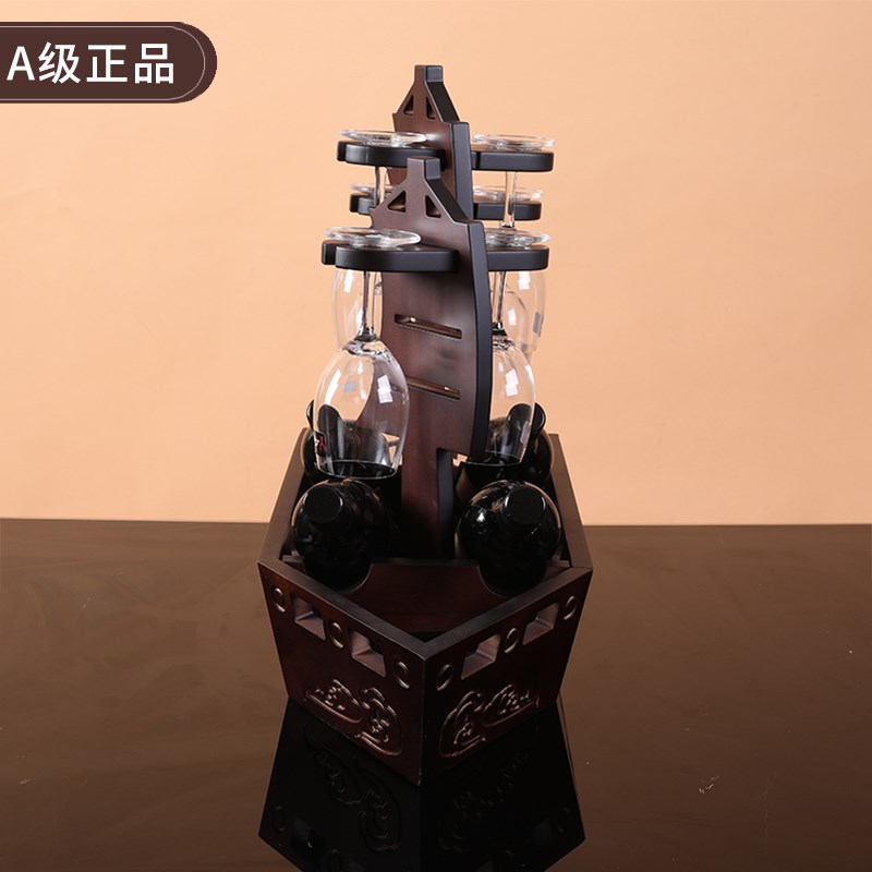 帆船红酒架酒杯l架实木创意欧式酒架欧式葡萄酒酒架木质红酒架摆