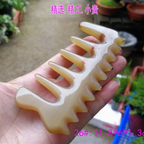 西江苗寨 天然免压白水牛角梳子 加厚 头部按摩大齿经络梳 大卷发