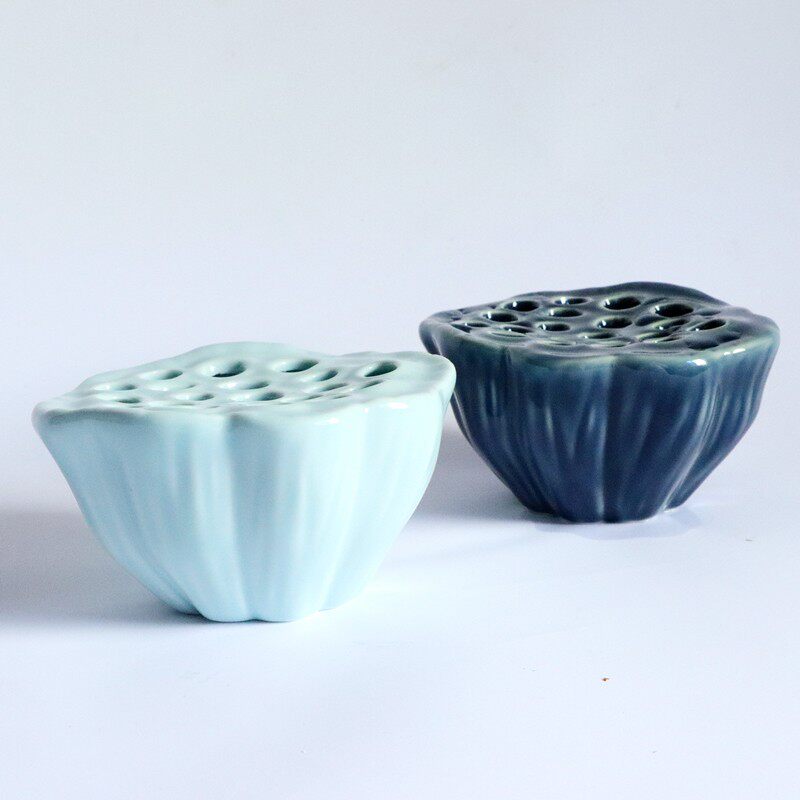 禅意中式花瓶陶瓷莲蓬巢花器日式插花器皿茶席桌面特色居家摆件