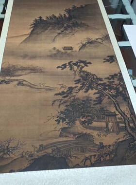 明 戴进 春游晚归图 仿古山水人物国画立轴高清绢布微喷装饰画