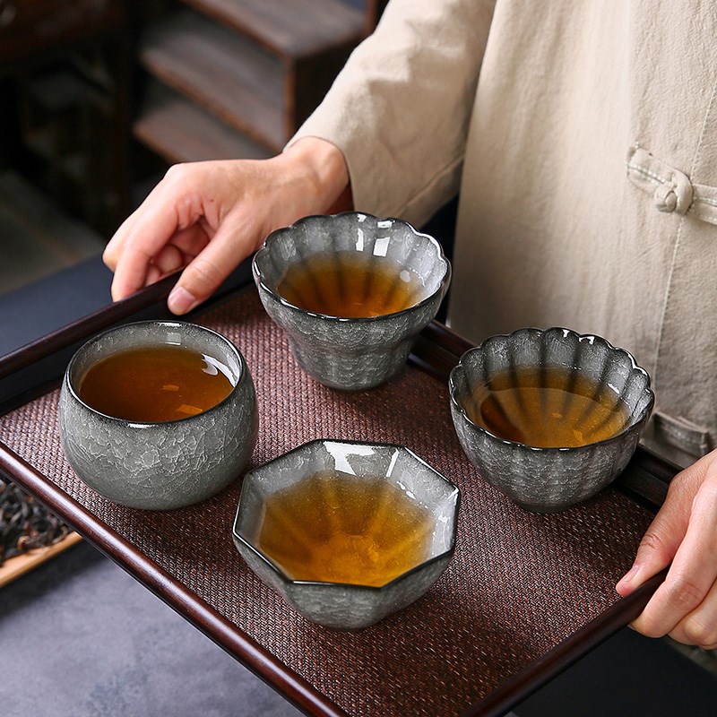 冰裂纹主人杯单杯高档情侣一对功夫品茗杯陶瓷喝茶杯个人专用礼盒