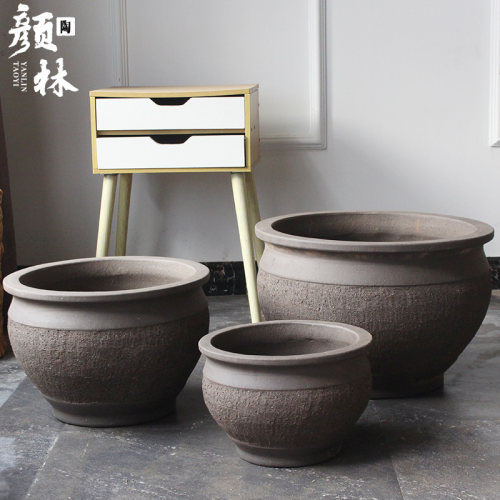 碗形花盆矮款粗陶花盆粗砂盆土陶大号花盆大码花盆花坛中式种树盆