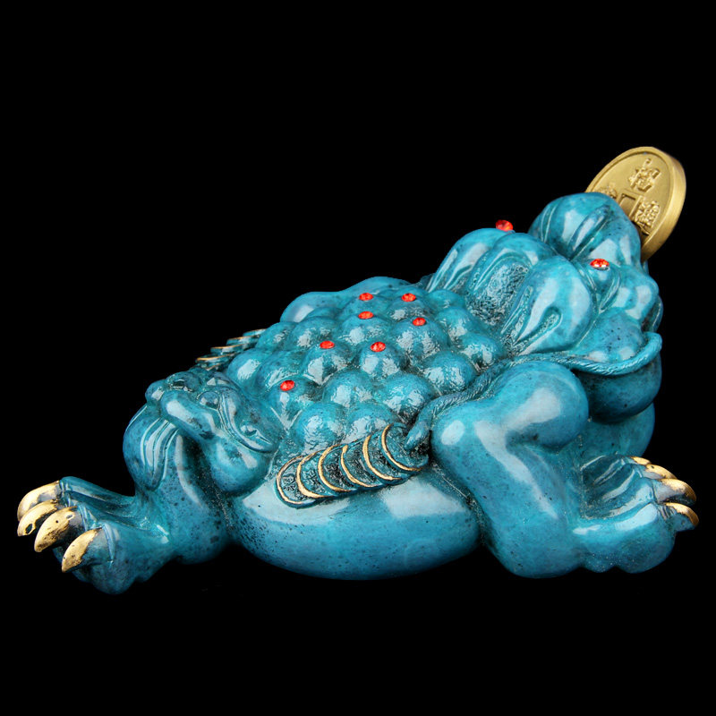 朴器 彩绘铜三脚金蟾摆件 铜金蟾摆件
