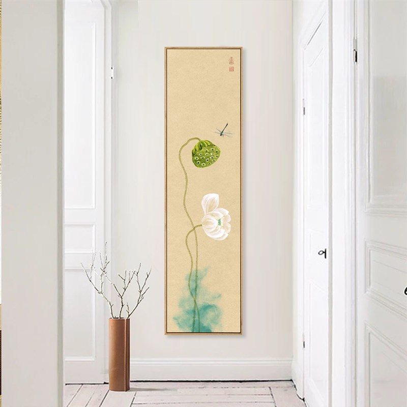 新中式客厅背景墙装饰画禅意墙饰荷花装饰画心经挂画卧室床头画