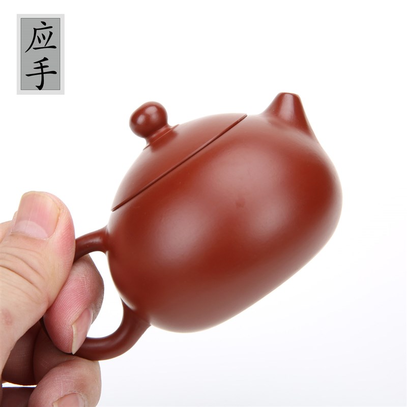 潮州手拉壶全手工朱泥110/120cc西施壶紫砂壶工夫茶红泥小品茶壶