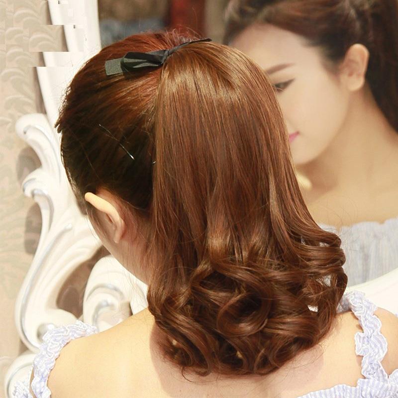 真发马尾假发女绑带式40中长梨花卷发大波浪短款全真人头发丝辫子