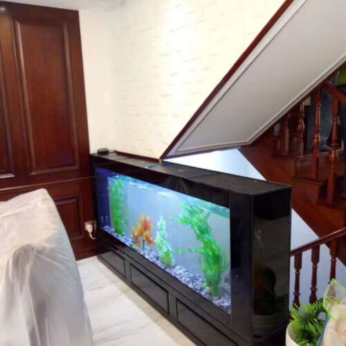 定做玄关隔断镶嵌生态鱼缸卫生间洗手台半墙台式水族箱玻璃鱼缸