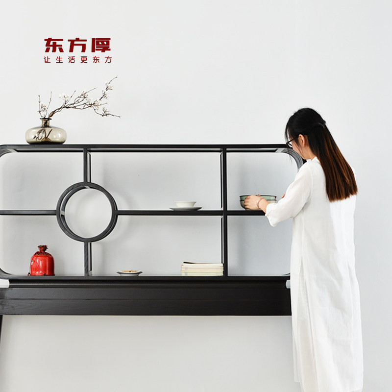 东方厚新中式简约多宝阁实木博古架隔断展示架置物架玄关架陈列架