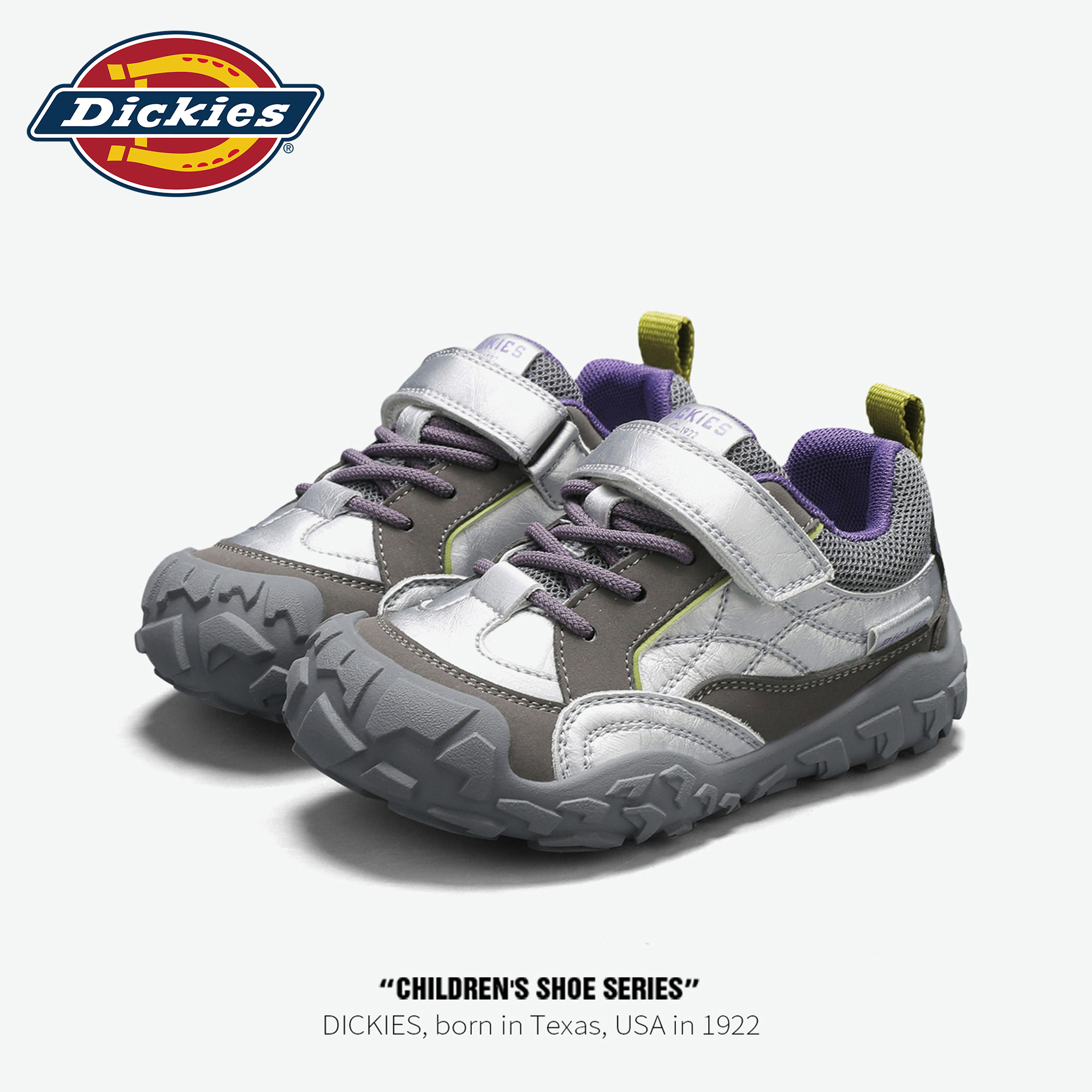 Dickies儿童运动鞋新款秋季防滑魔术贴老爹鞋女童休闲鞋男童鞋子
