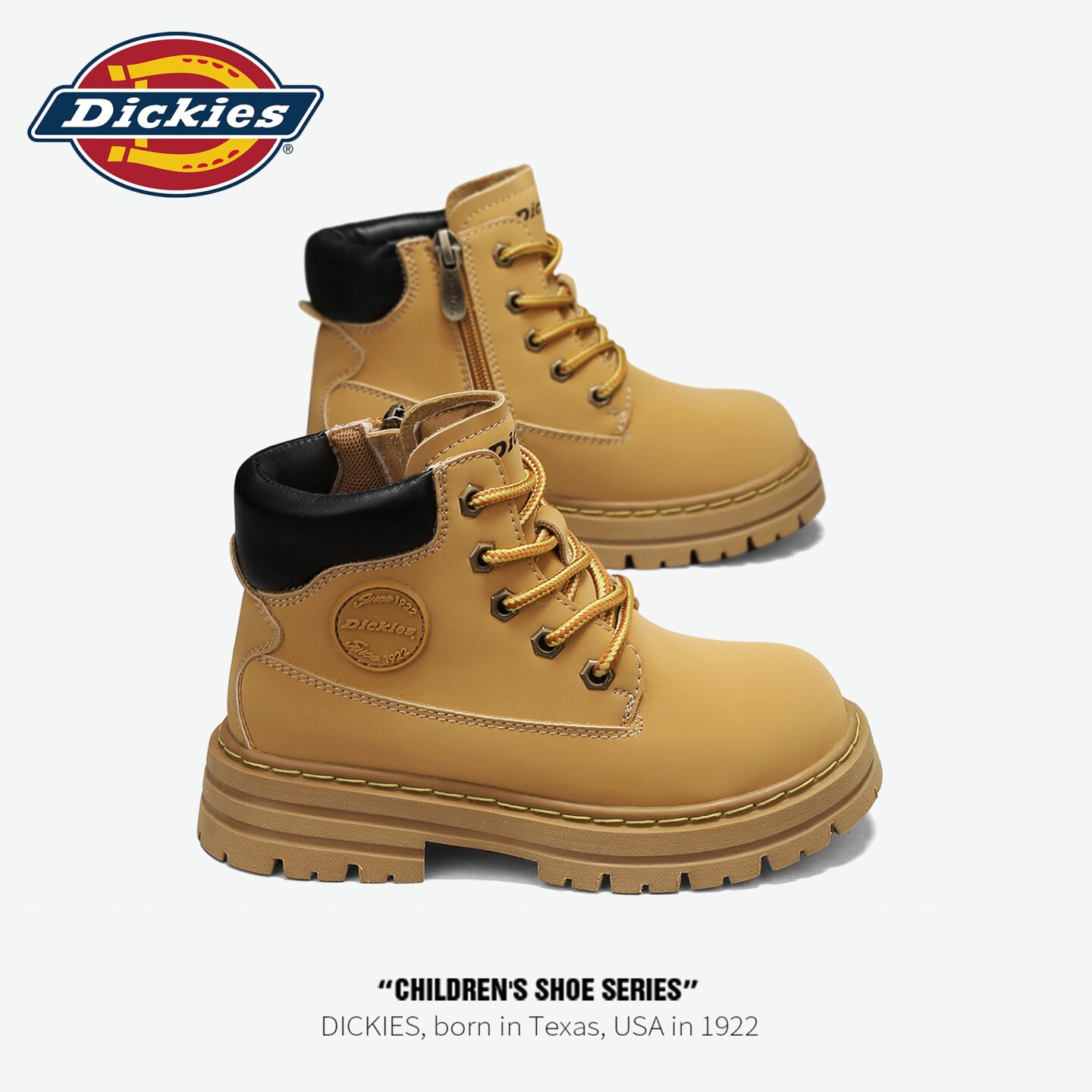 Dickies中大童马丁靴新款秋季休闲工装大黄靴短靴防滑耐磨运动鞋