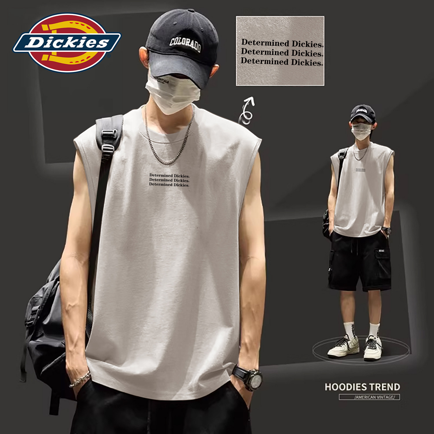 Dickies海鸥灰纯棉背心男款