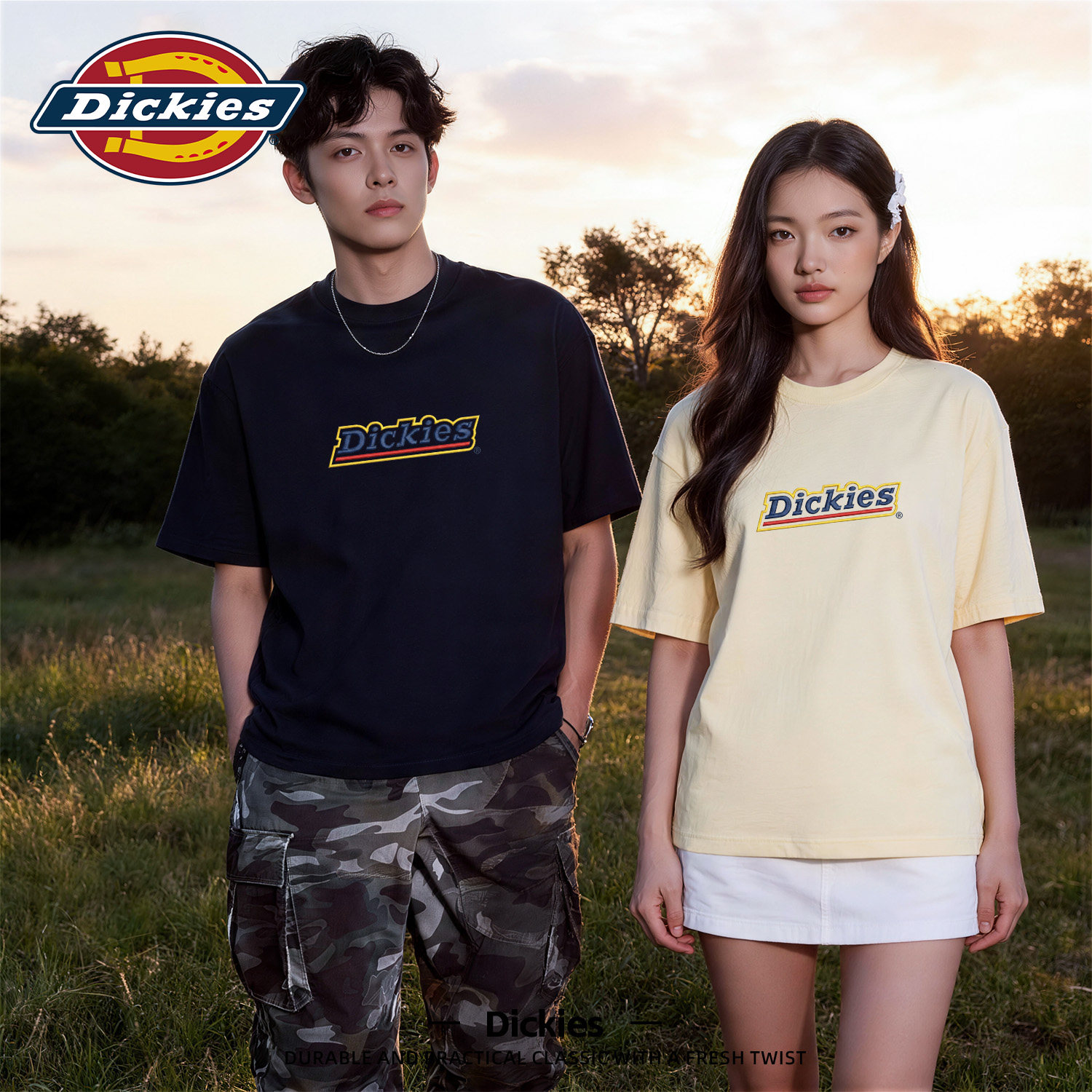 Dickies情侣款短袖T恤男女同款2026夏季新款基础款清爽透气体恤衫