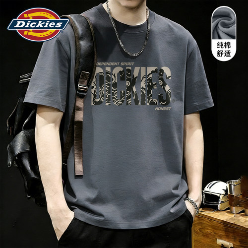 Dickies深灰色纯棉短袖t恤男
