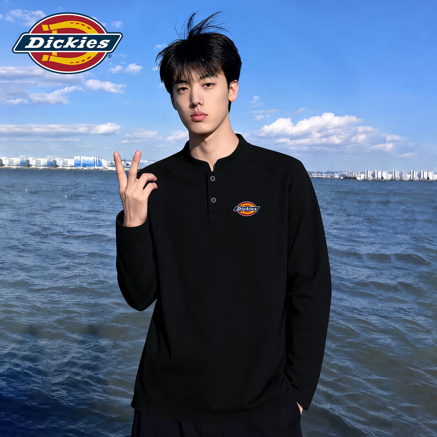 Dickies亨利领卫衣男2026秋季新款解构设计男款上衣休闲百搭男装