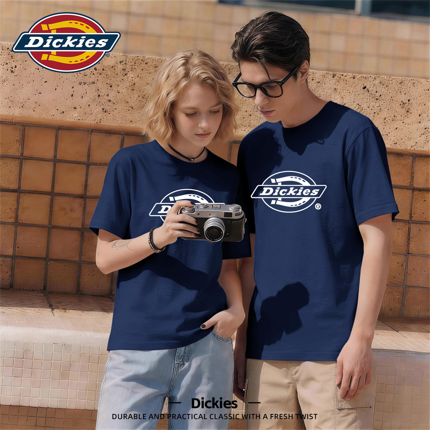 Dickies纯棉圆领短袖T恤男生2026夏季新款复古印花基础款口粮t恤