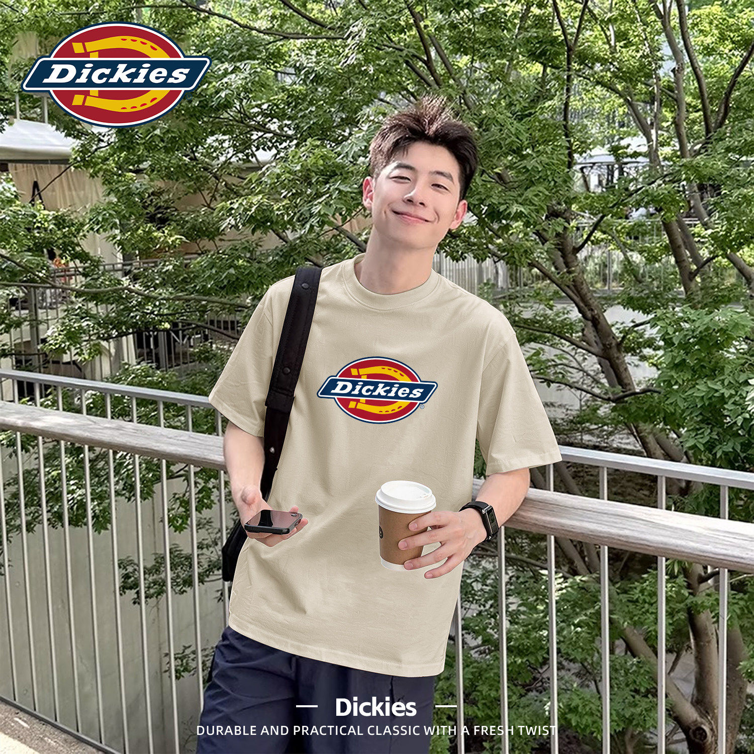 Dickies奶茶色青少年百搭短袖T恤