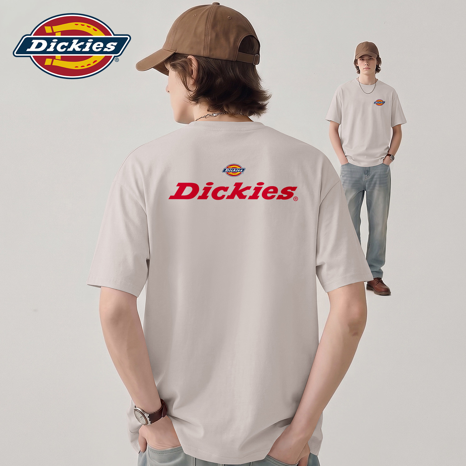 Dickies纯棉短袖T恤男生2026夏季新款宽松休闲体恤百搭五分袖上衣
