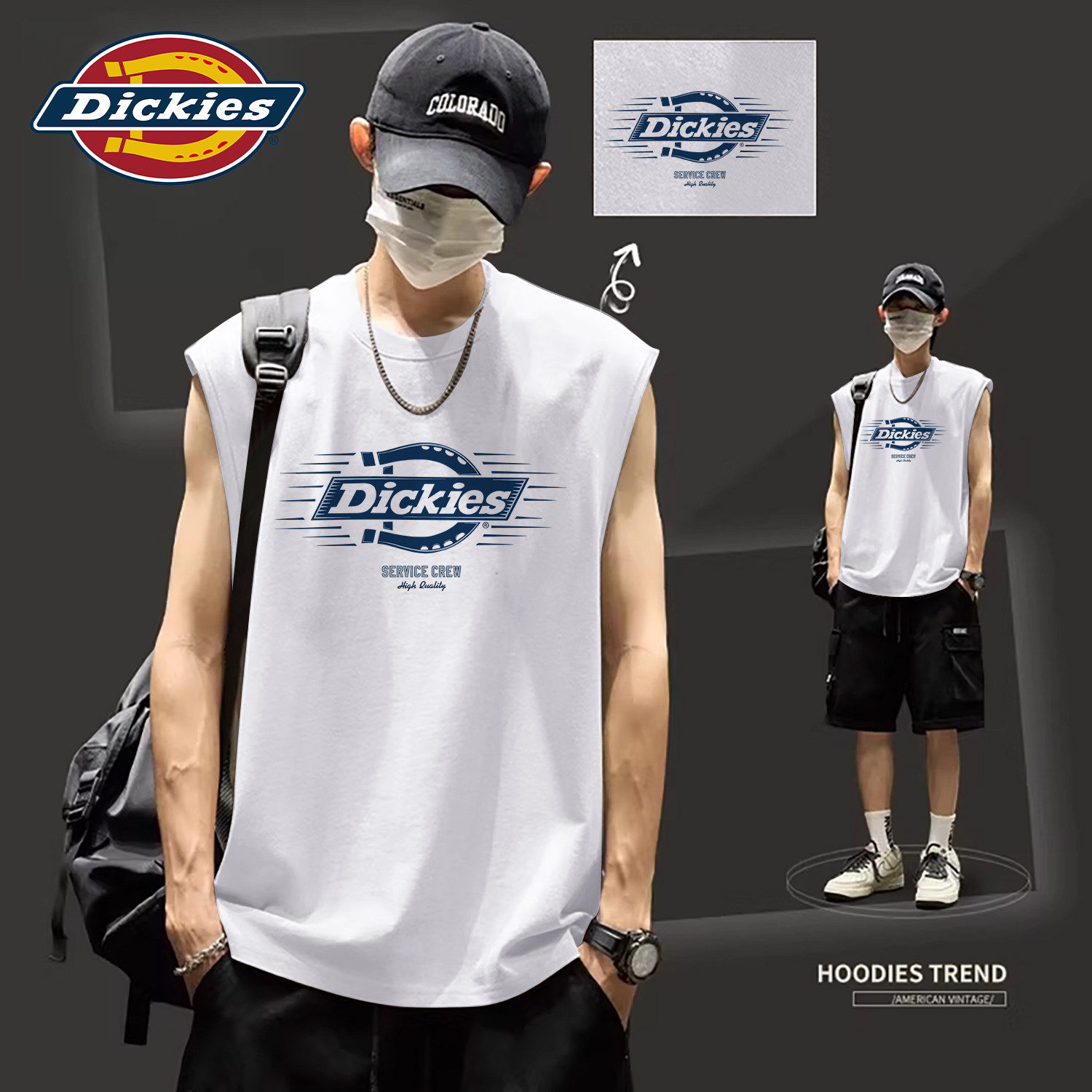 Dickies白色薄款无袖背心
