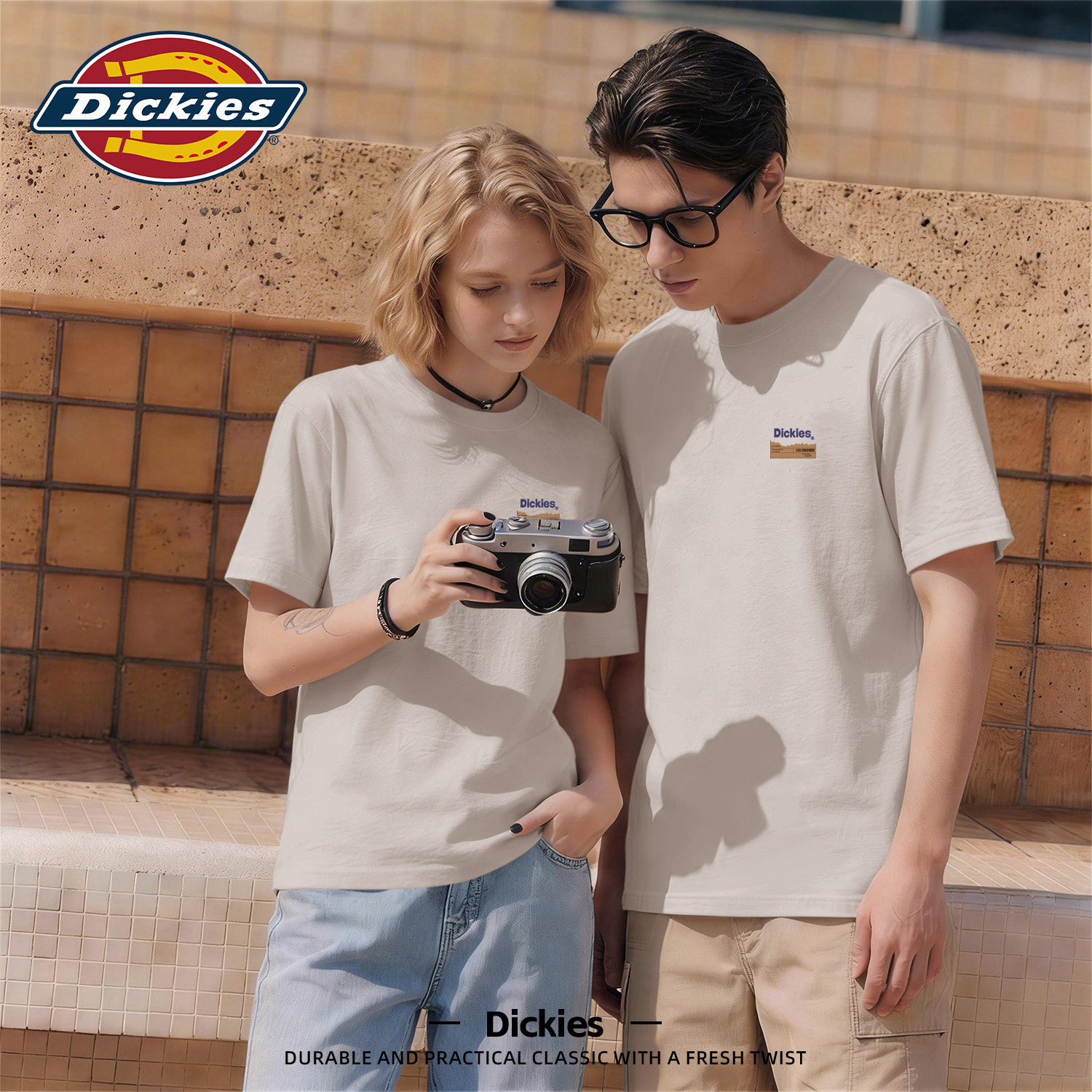 Dickies海鸥灰纯棉短袖T恤男生2026夏季新款基础款口粮纯棉t恤衫