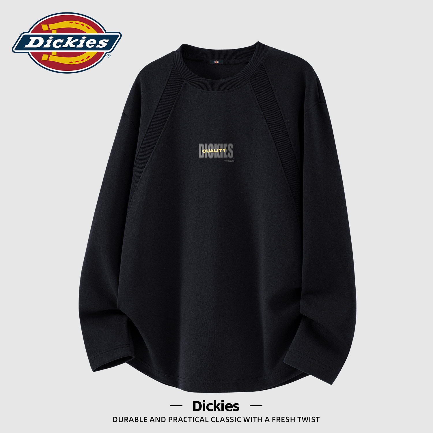 Dickies长袖男士插肩款2026秋季新品潮流宽松圆领无帽痞帅卫衣
