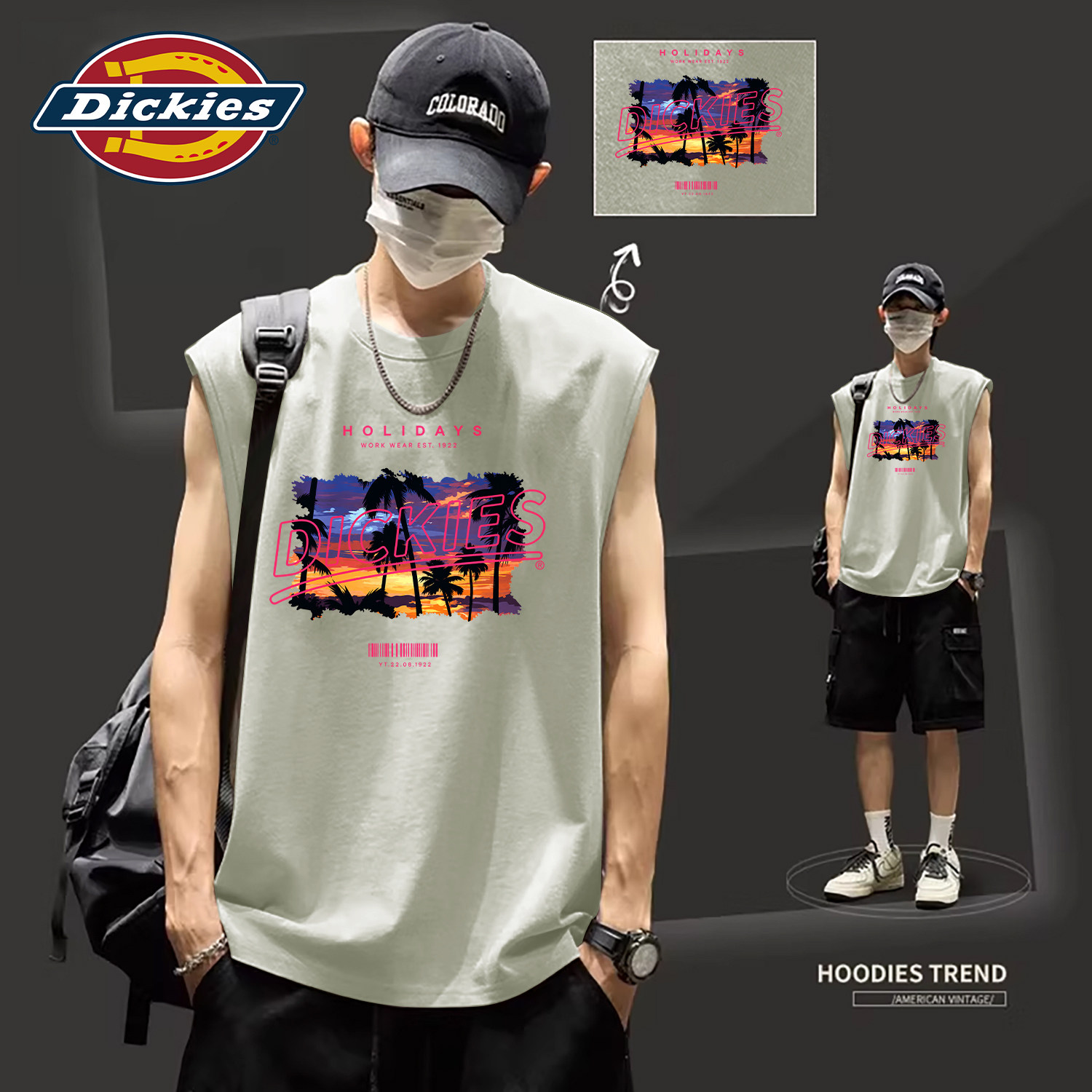 Dickies青少年纯棉无袖背心男款2026新款夏季薄款透气男士打底衫