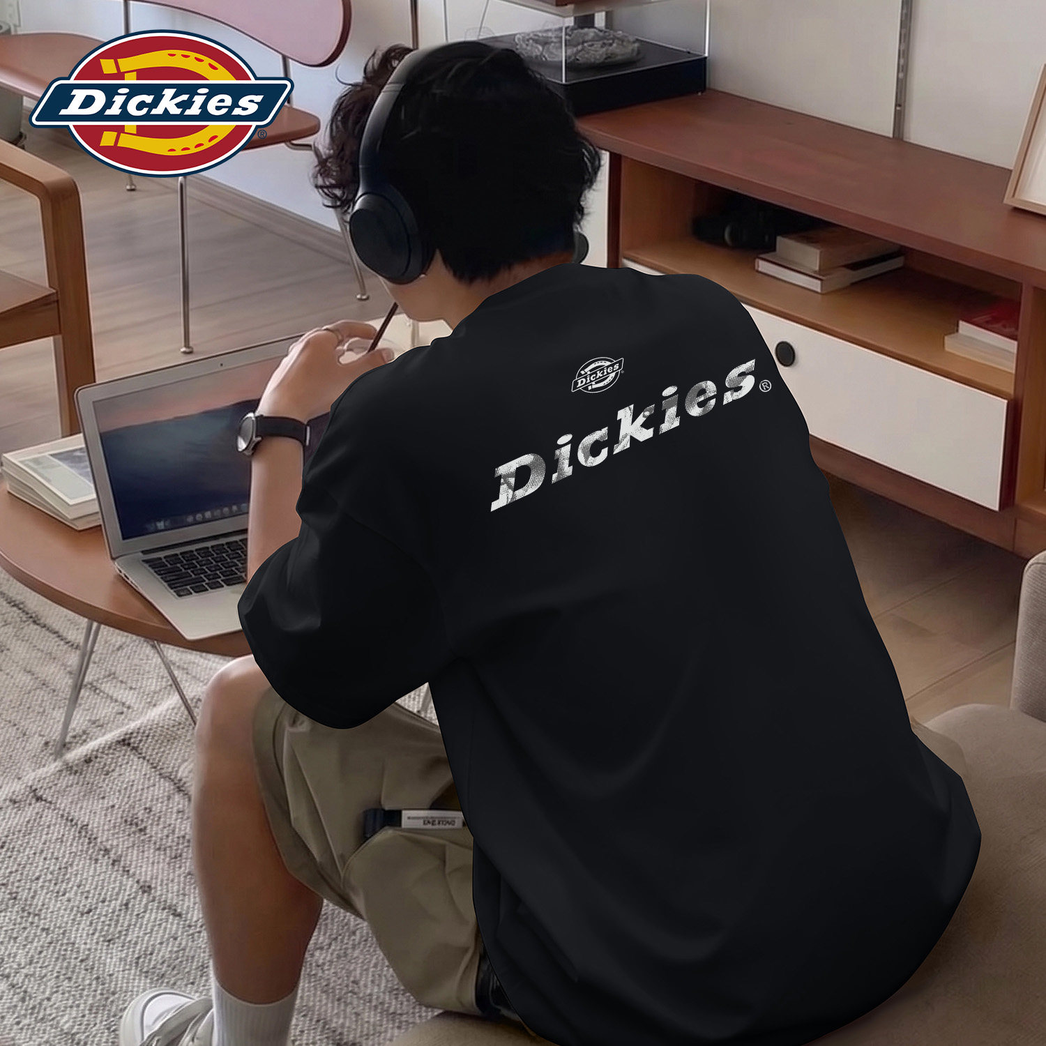 Dickies黑色纯棉短袖T恤男生2026夏季新款新疆长绒棉百搭半袖上衣