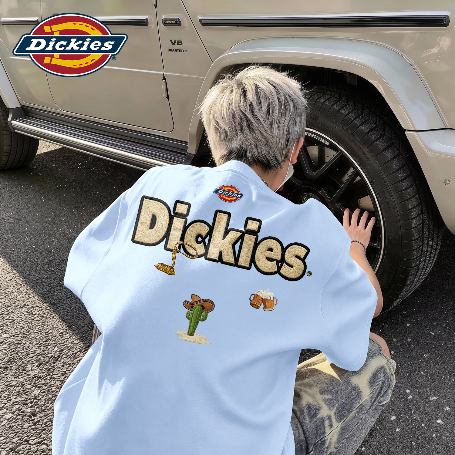 Dickies冰川蓝纯棉短袖T恤男款