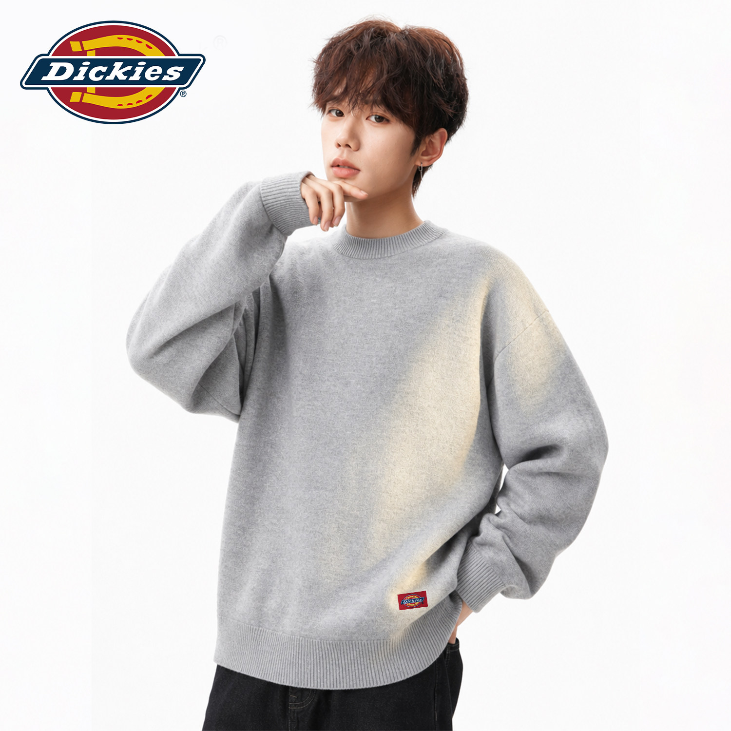 Dickies格雷系圆领针织毛衣男