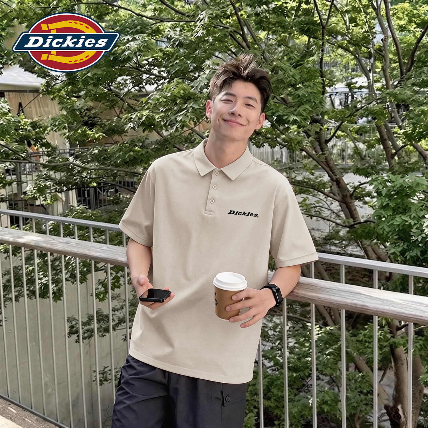 Dickies驼色美式潮流男士polo衫