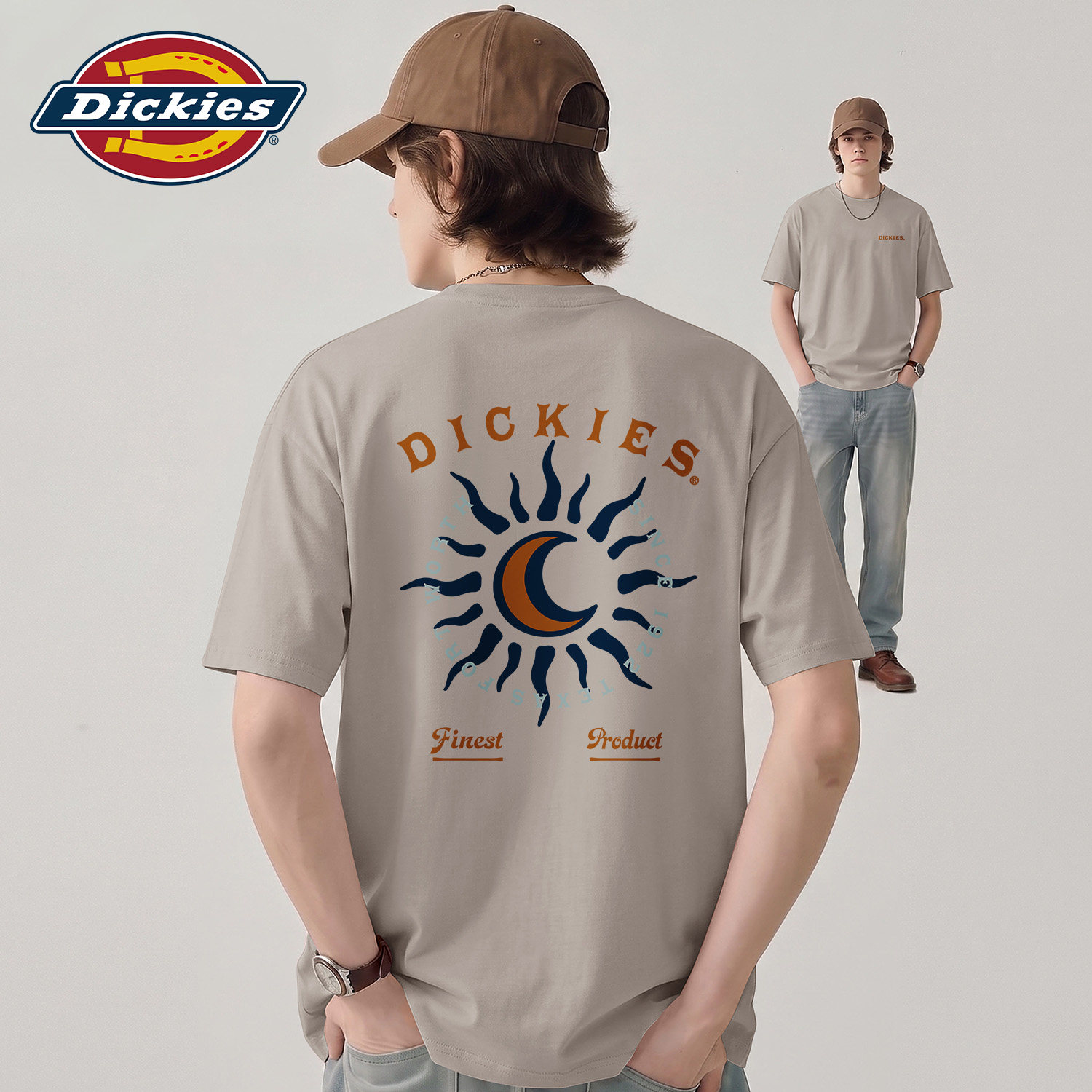 Dickies卡其色纯棉短袖t恤男生2026夏季新款基础款百搭半袖体恤衫