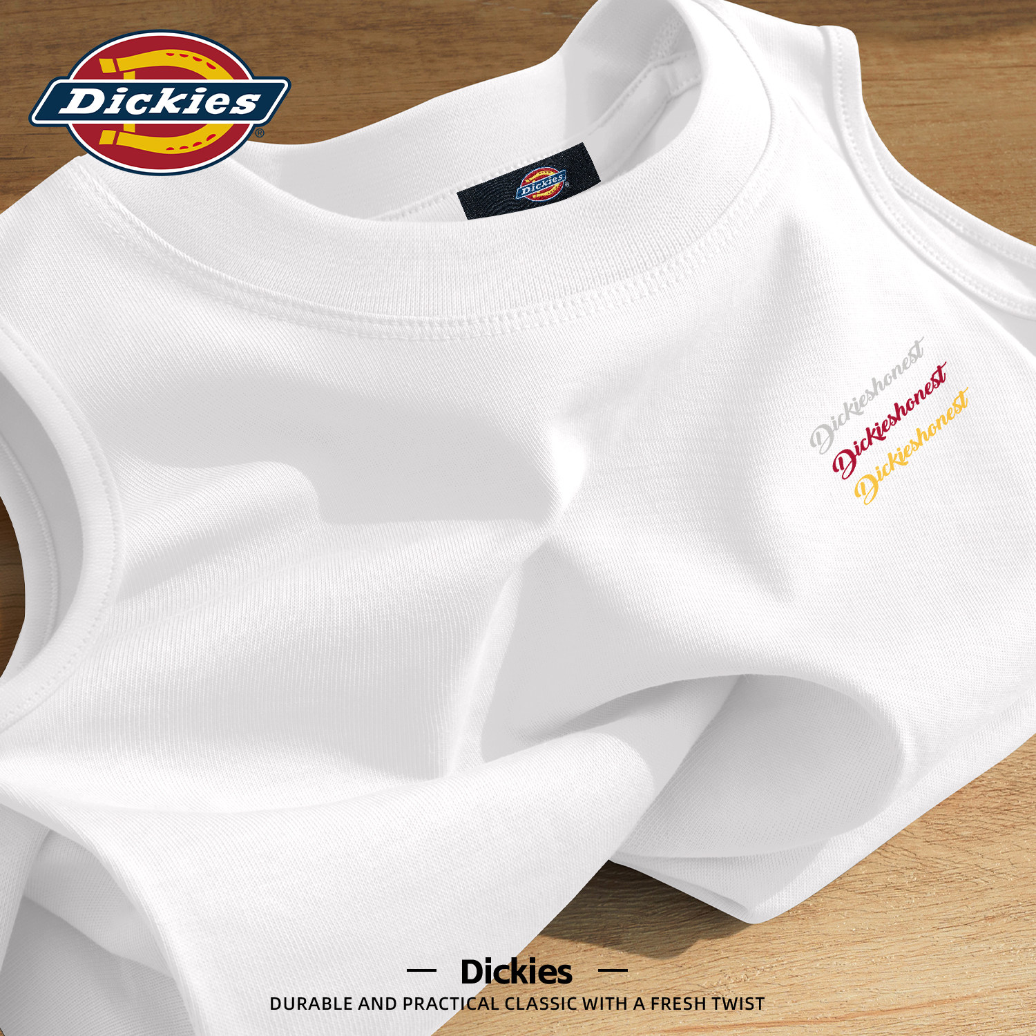 Dickies白色纯棉无袖背心男款2026新款夏季薄款透气运动男生坎肩
