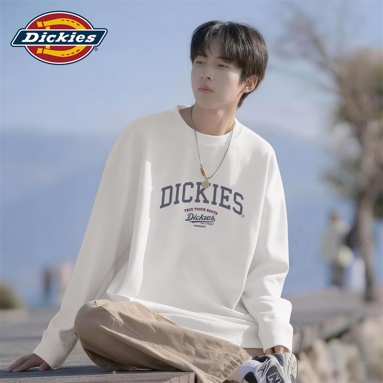 Dickies潮牌长袖t恤2026秋新款男生宽松街头圆领无帽T恤休闲上衣